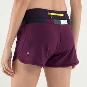 Lululemon Groovy Run Short Plum Pow Wing Hyper Stripe Running Shorts Size 4